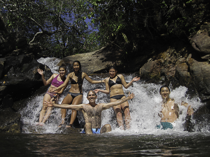 in the waterfall